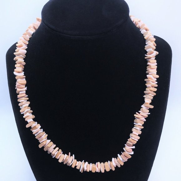 2 Necklace Lot Brown Coated Shell Chips Coco Shell Beach Island Surfer Chunky - Picture 3 of 7